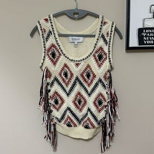 Derek Lam 10 Crosby Size Small Aztec Knit sweater with tassel fringe
